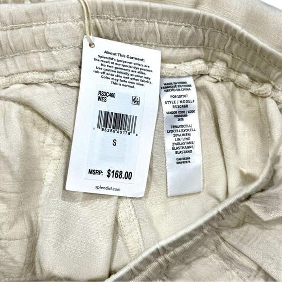 Splendid Perla Linen Blend Pull Draw String Straight Leg Lounger Pant Small NEW - Picture 8 of 9